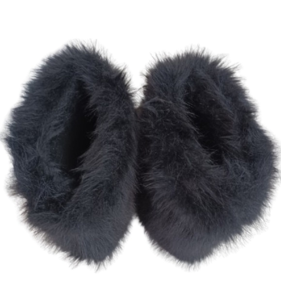 WINTER Black Fluffy Fuzzy Snow Boots Women’s Booties Thick Faux Fur Shoes - Picture 4 of 6